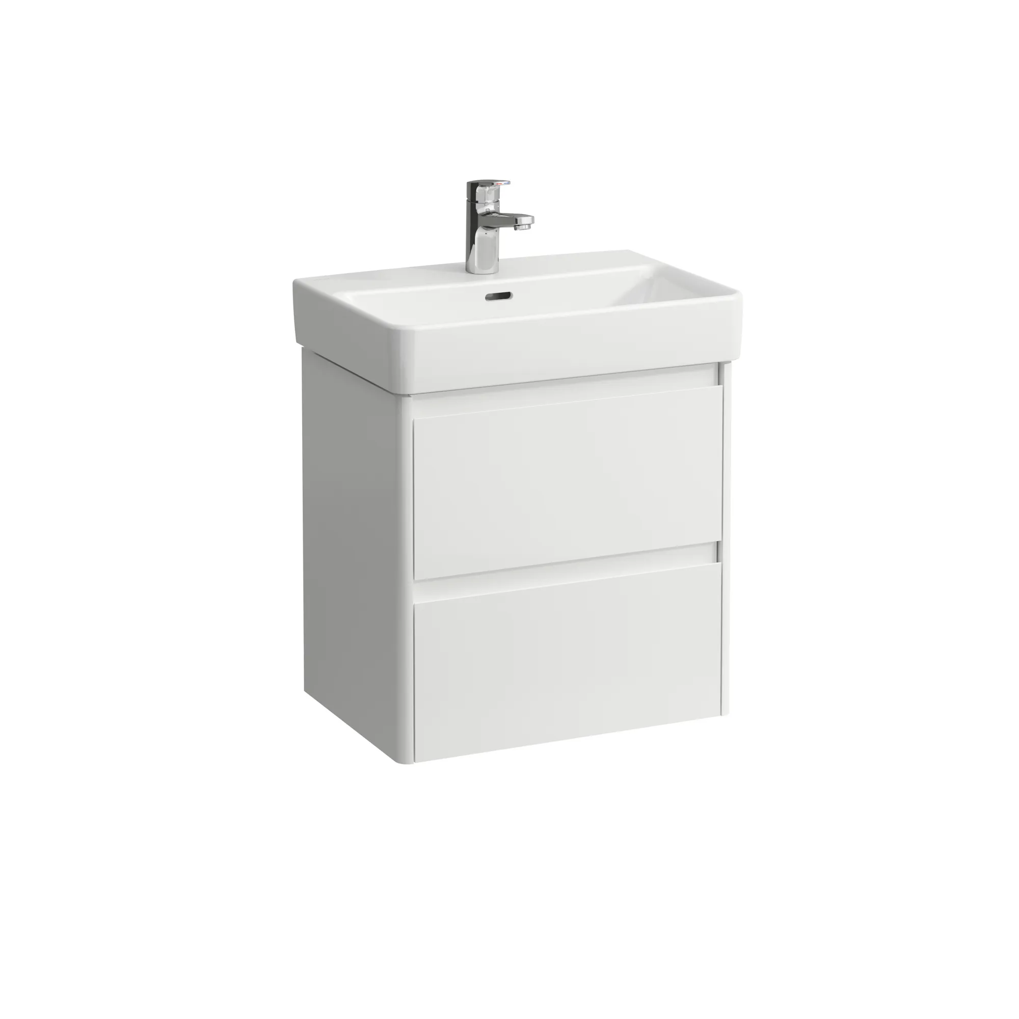 Waschtischunterbau BASE 2.0 für PRO S 361x521x515 2 Schubladen mit Griffmulde für Waschtisch H818958 COMPACT weiß matt