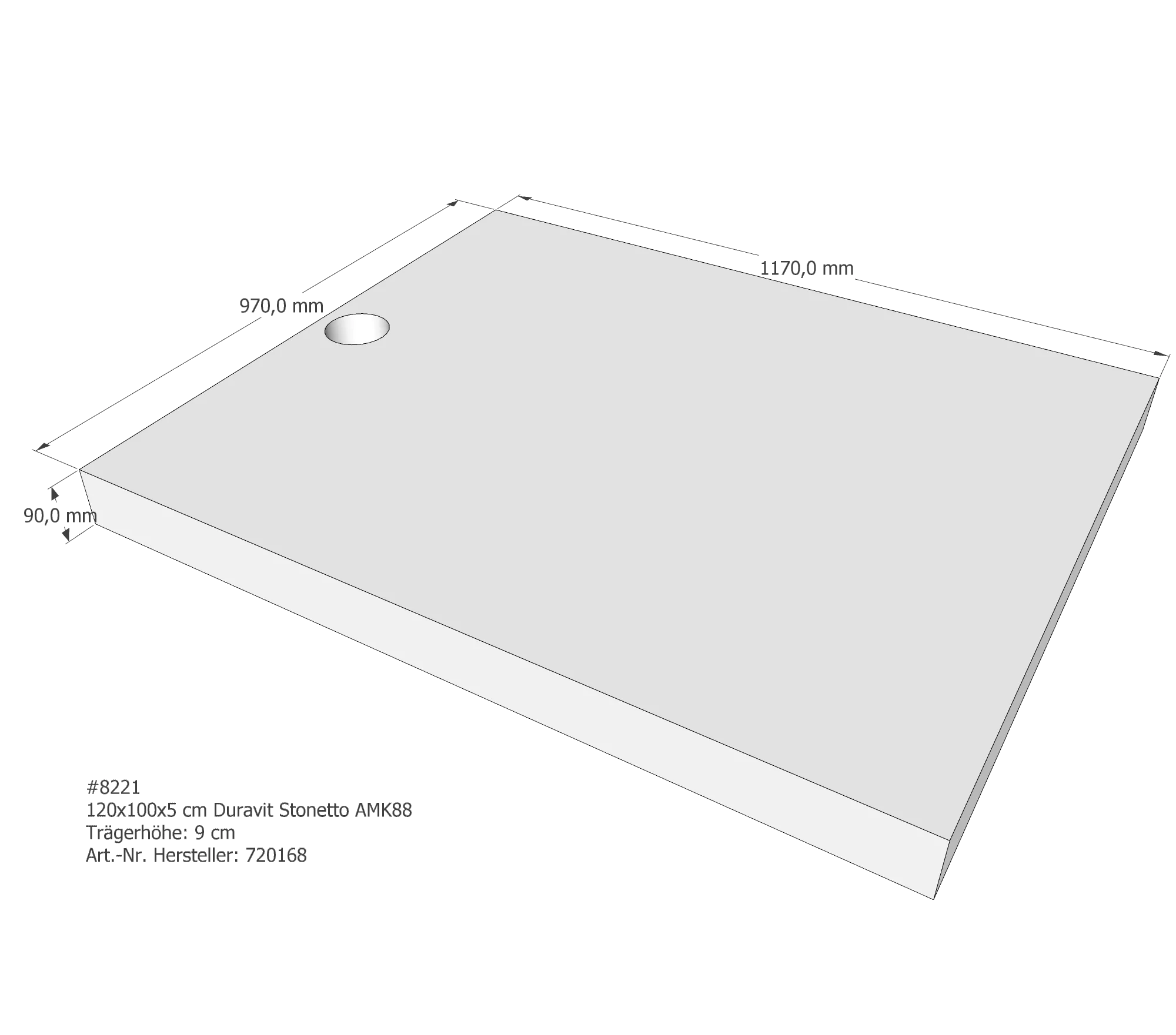 Duschwannenträger für Duravit Stonetto 120 × 100 × 5 cm Breite: 100 cm / Länge: 120 cm Duschwannenträger für Duravit Stonetto 120 × 100 × 5 cm Breite: 100 cm / Länge: 120 cm