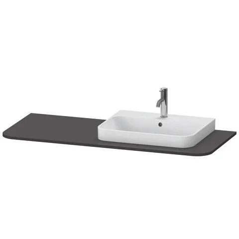 Duravit Konsole „Happy D.2 Plus“ Becken: rechts / Farbe: Graphit Supermatt / Größe: 130 × 55 × 1,6 cm Duravit Konsole „Happy D.2 Plus“ Becken: rechts / Farbe: Graphit Supermatt / Größe: 130 × 55 × 1,6 cm