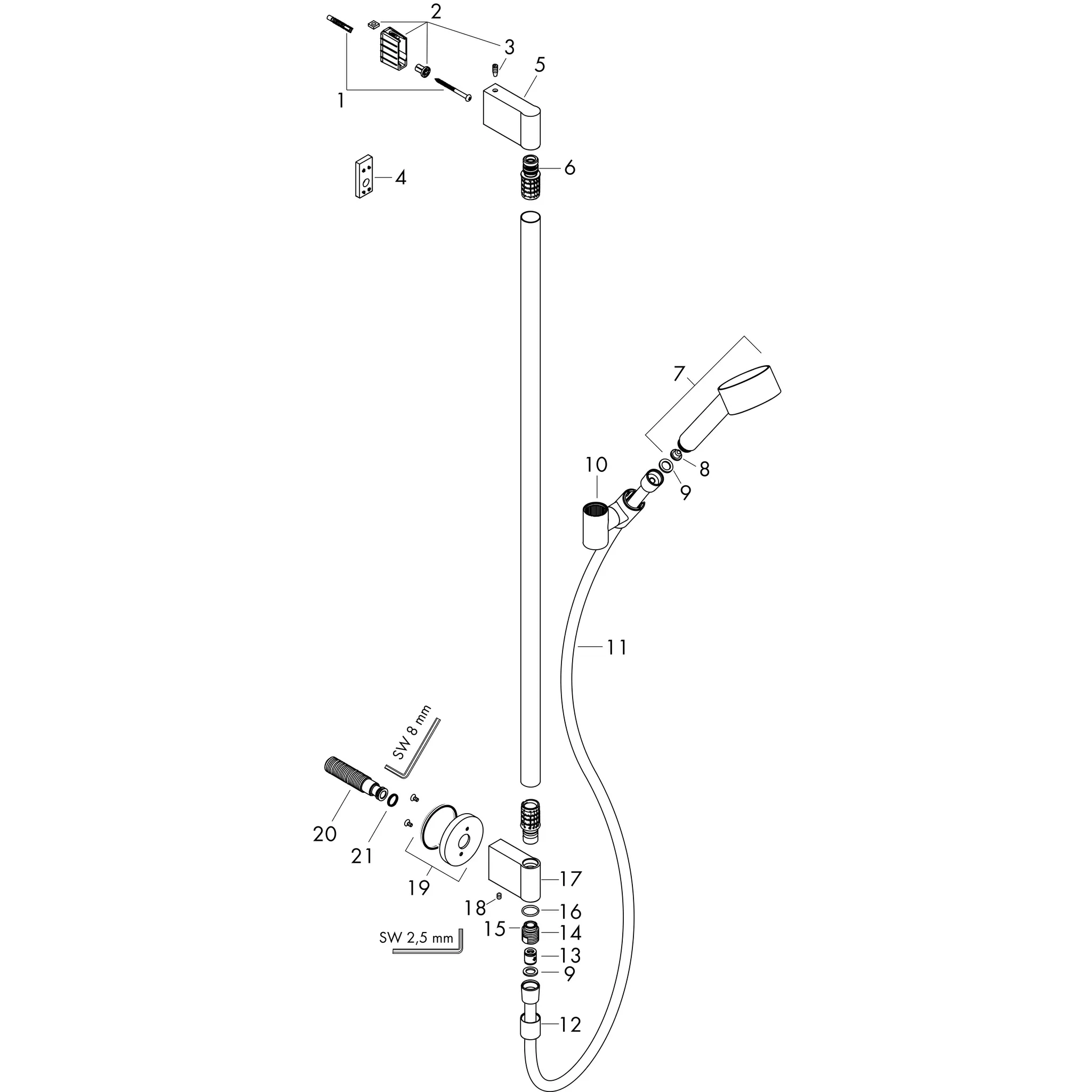 Brauseset Axor One 75 1jet Ecomit Wandanschluss chrom Brauseset Axor One 75 1jet Ecomit Wandanschluss chrom