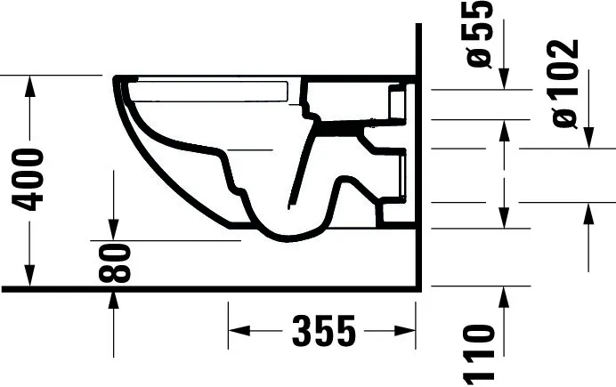 Wand-Tiefspül-WC „Architec“ 36,5 × 32 × 57,5 cm, ohne Spülrand