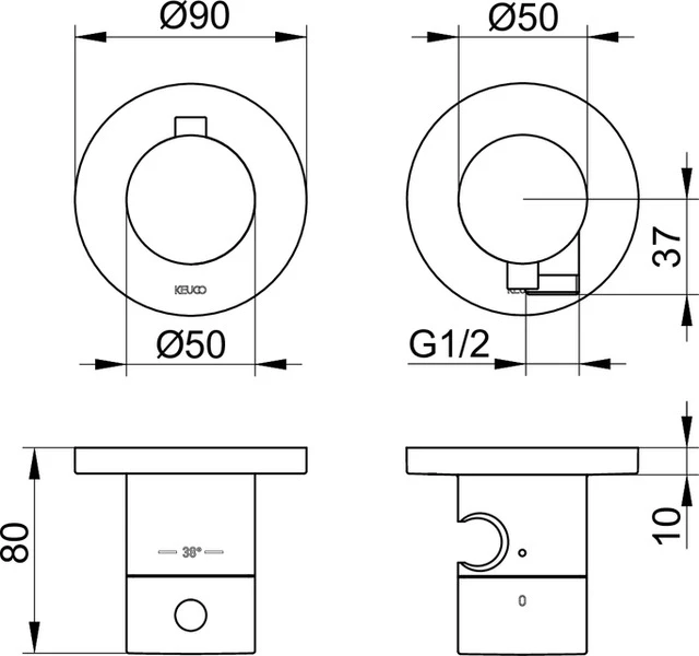 Plan blue 53953011221 Thermostatarmatur Set UP 2-Wege m.Schlauchan./Brauseh. verchromt