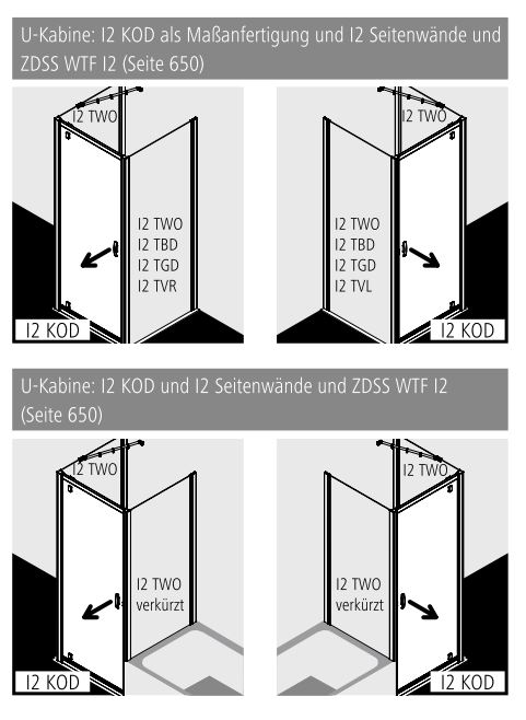 Kermi Duschtür Schwingtür mit versetztem Drehpunkt für Nische und Ecke „IBIZA 2000“ 200 cm Glas Klar, Profile Weiß (RAL 9016), Anschlag links und rechts, Drehtür einteilig