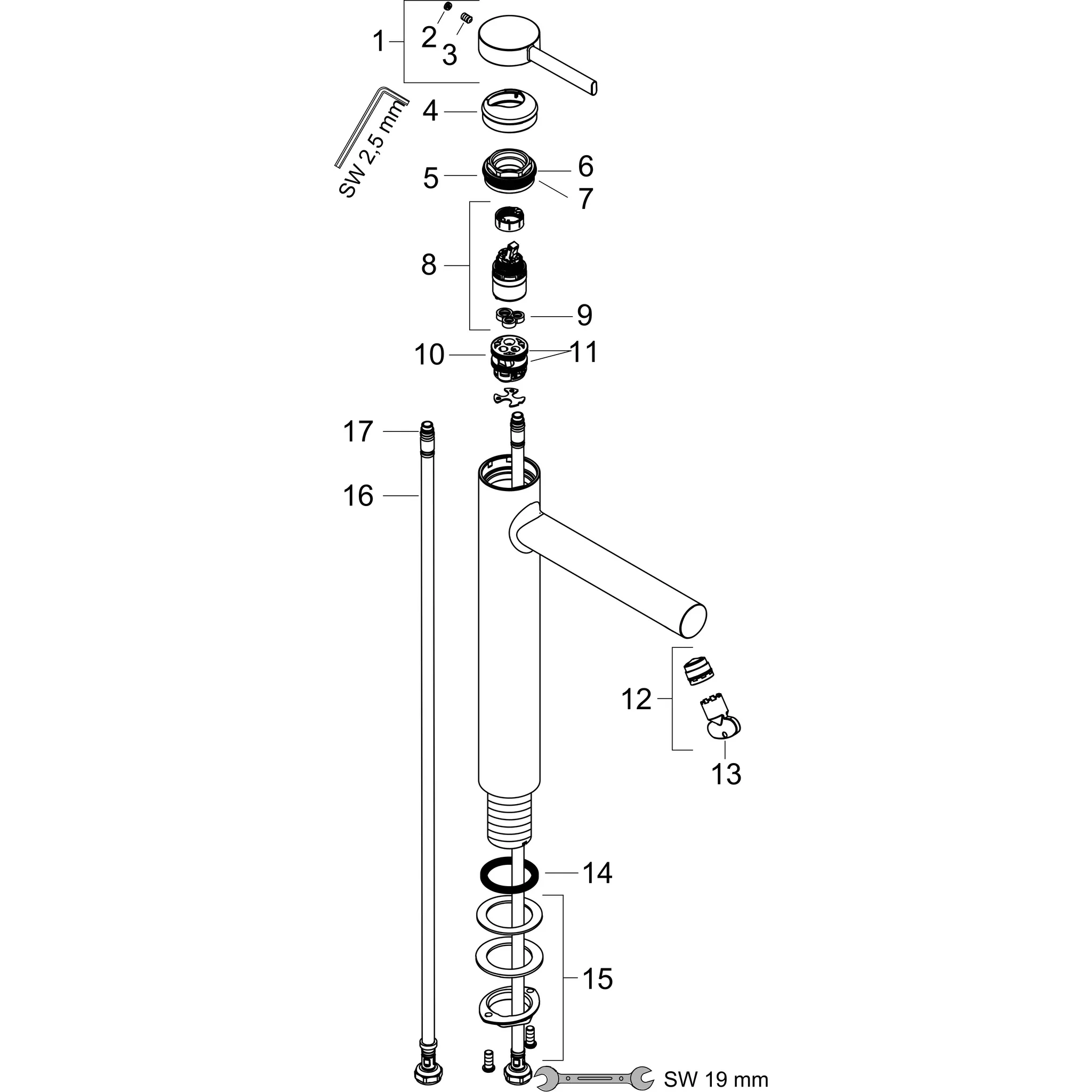 Hansgrohe Zesis S Einhebel-Waschtischmischer, Chrom, ComfortZone 230, Ausladung 178 mm, Auslaufhöhe 233 mm, Hebelgriff, Normalstrahl, max. Durchflussmenge 4 l/min bei 3 bar, Keramikmischsystem, für Durchlauferhitzer geeignet, Anschlussart G 3/8 Anschluss