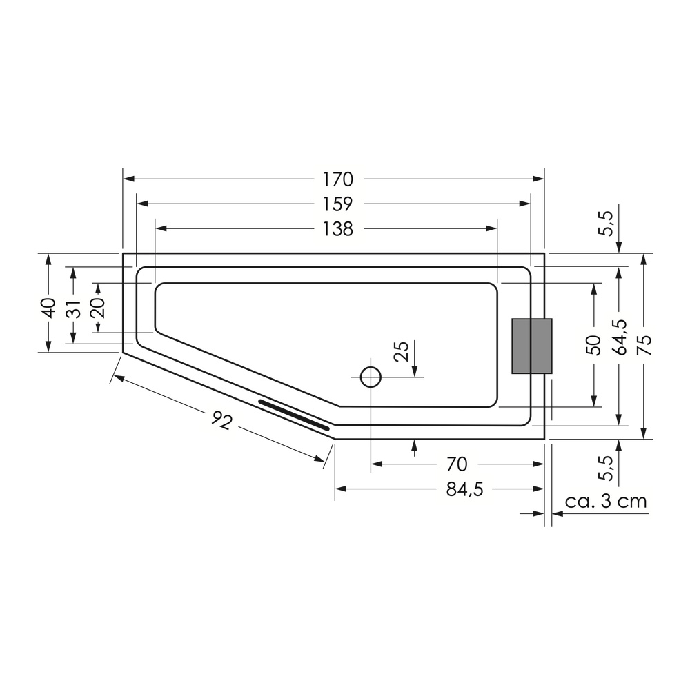 repaBAD Badewanne „Livorno Eco“ trapez 1700 mm in Weiß repaBAD Badewanne „Livorno Eco“ trapez 1700 mm in Weiß