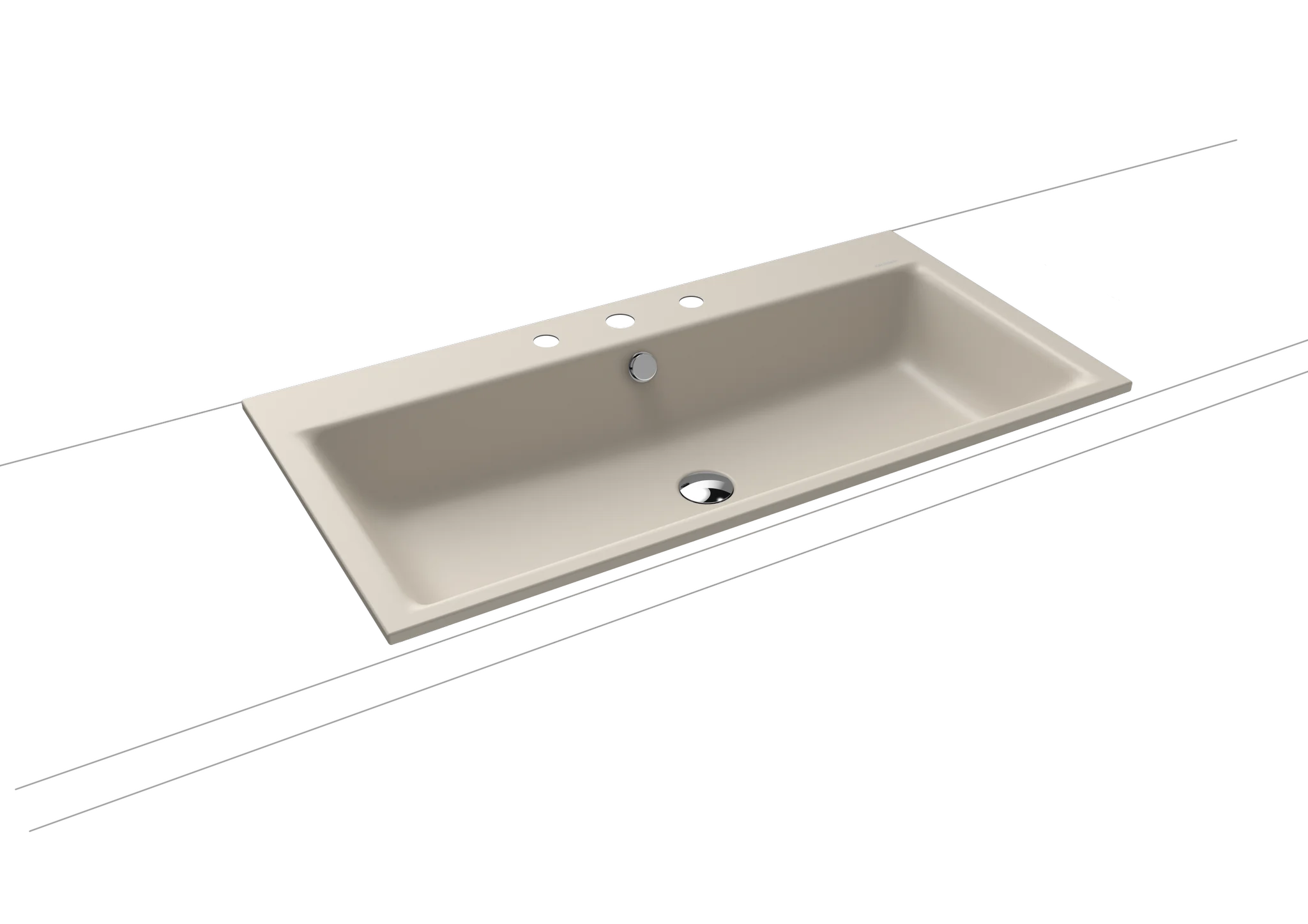 Kaldewei PURO Einbauwaschtisch, 900x460 mm, warm grey, 14 mm Randhöhe, mit Überlauf, Perl-Effekt, 3er Hahnlochbohrung