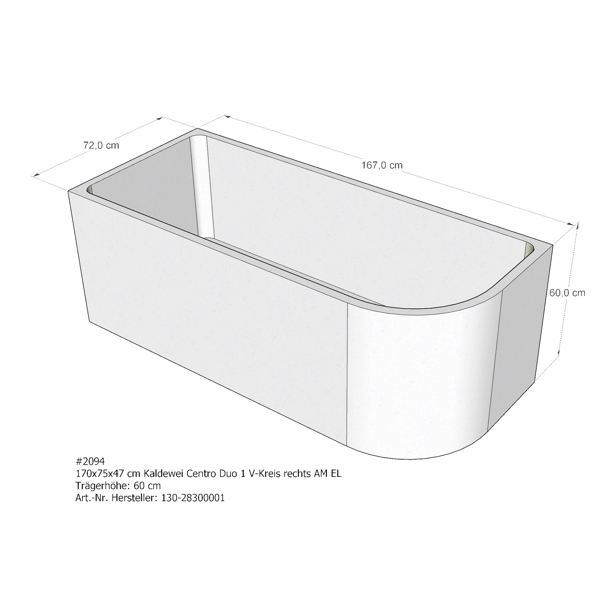 Badewannenträger für Kaldewei Centro Duo 1 rechts rechts 170 × 75 × 47 cm Ausführung: rechts / Breite: 75 cm / Länge: 170 cm Badewannenträger für Kaldewei Centro Duo 1 rechts rechts 170 × 75 × 47 cm Ausführung: rechts / Breite: 75 cm / Länge: 170 cm
