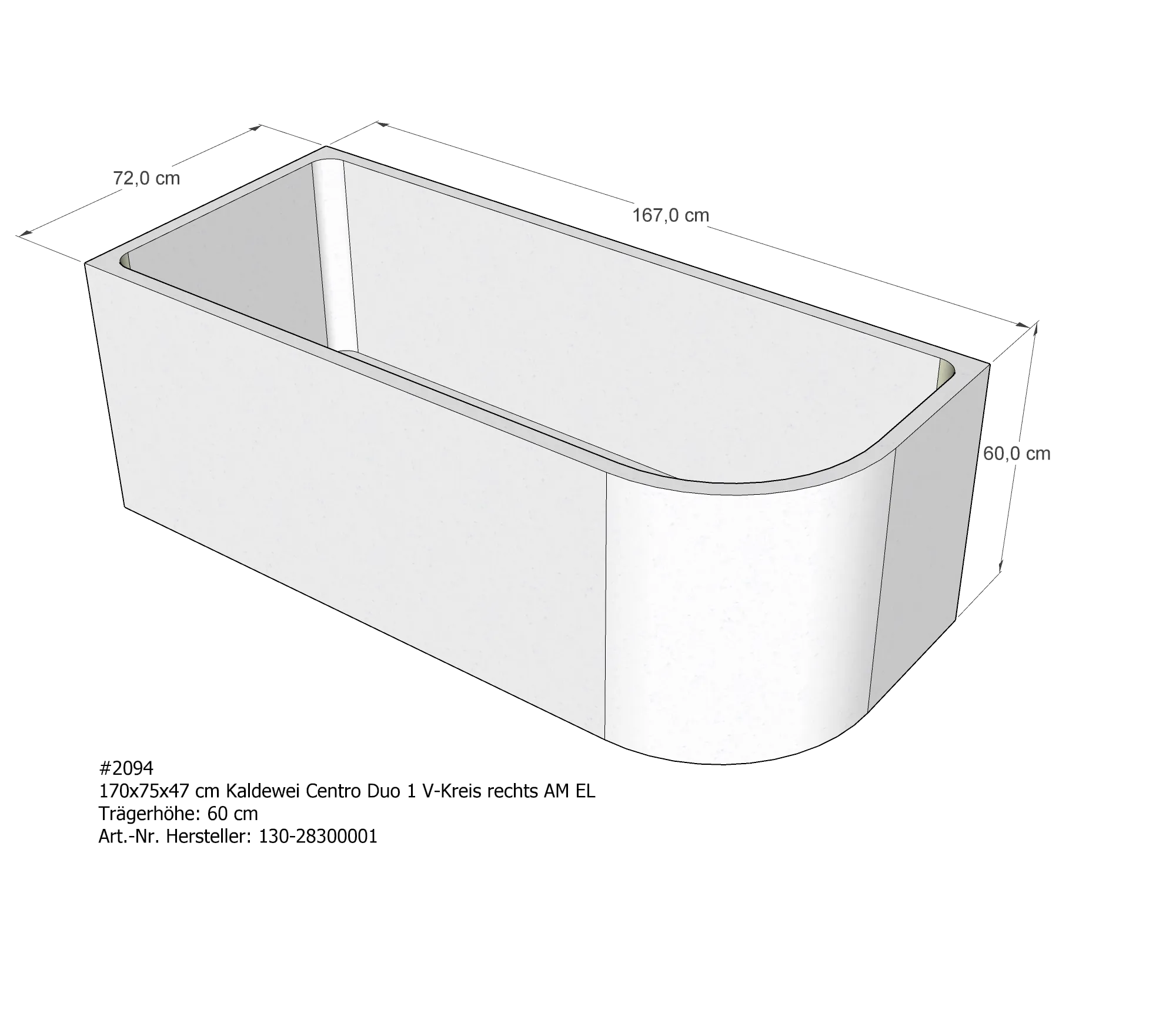 Badewannenträger für Kaldewei Centro Duo 1 rechts rechts 170 × 75 × 47 cm Ausführung: rechts / Breite: 75 cm / Länge: 170 cm Badewannenträger für Kaldewei Centro Duo 1 rechts rechts 170 × 75 × 47 cm Ausführung: rechts / Breite: 75 cm / Länge: 170 cm