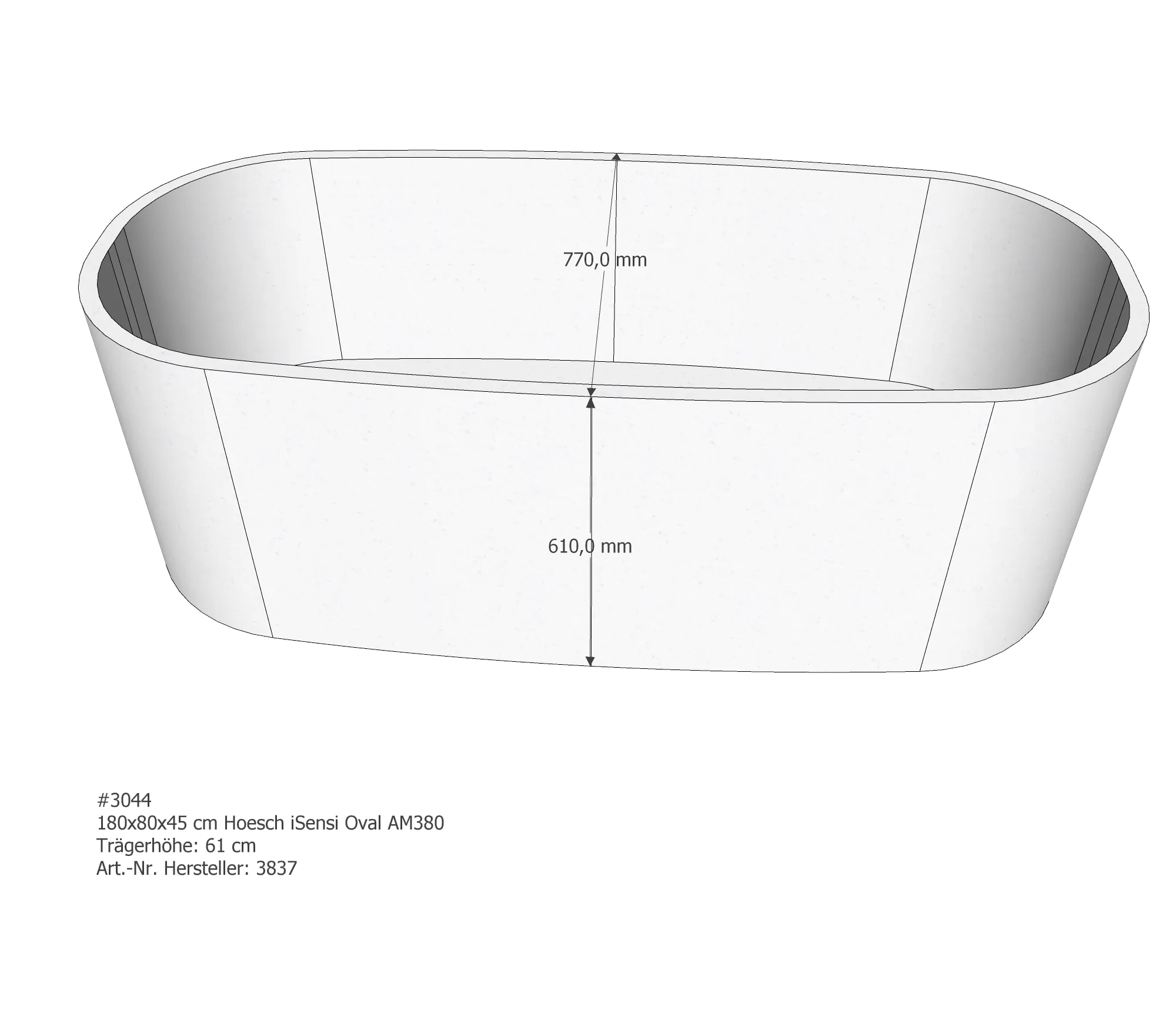 Badewannenträger für Hoesch iSensi 180 × 80 × 45 cm Badewannenträger für Hoesch iSensi 180 × 80 × 45 cm