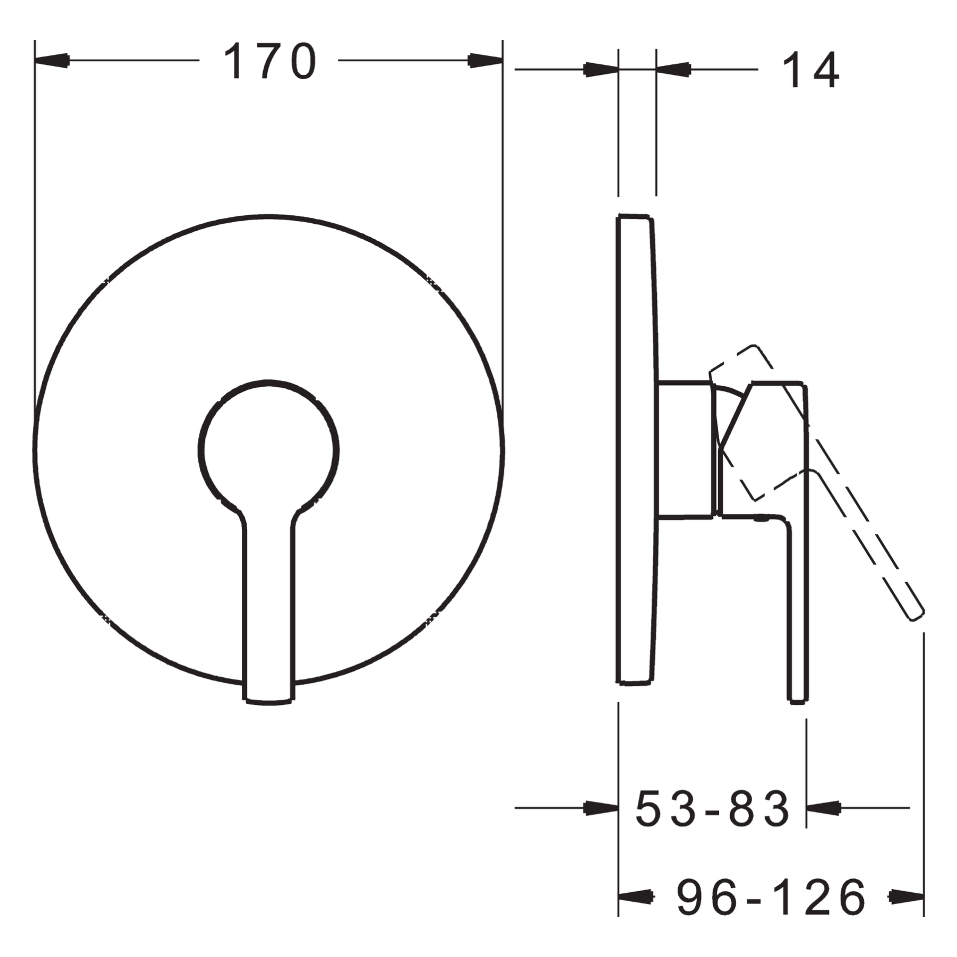 HA Einhebelmischer Fertigmontageset für Brausebatterie HANSARONDA 8386 Rosette rund Chrom