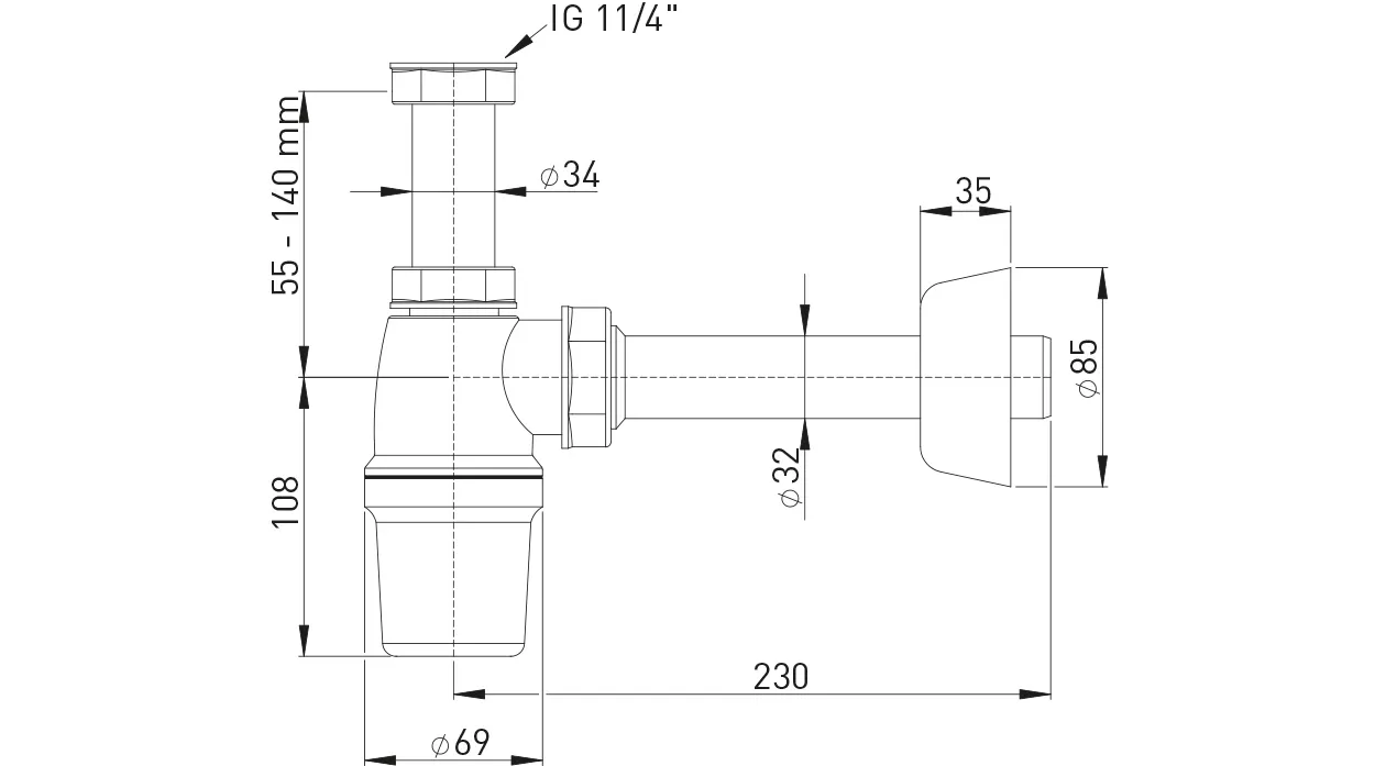Flaschengeruchverschluss PP weiß 1 1/4″ x 32 mm