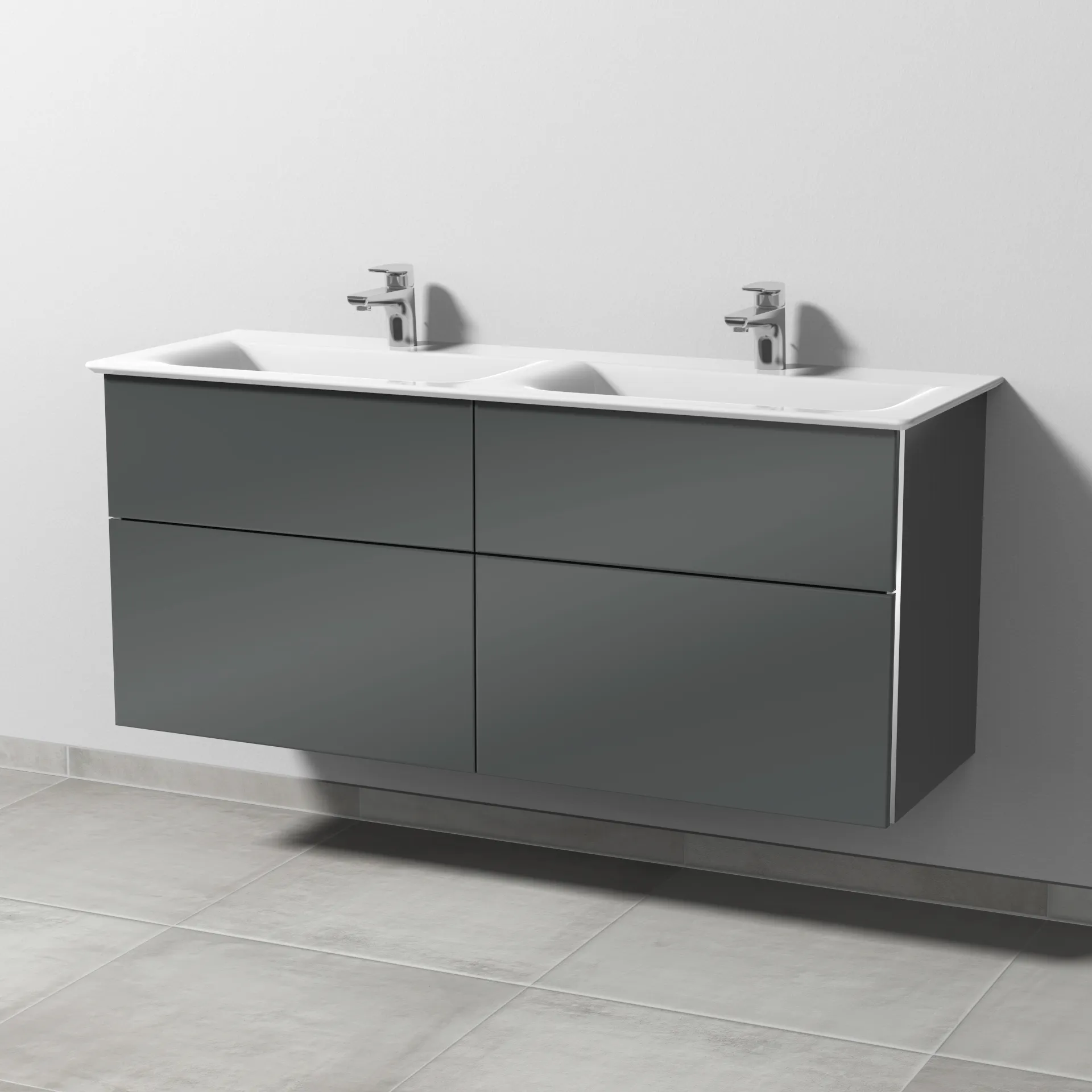 Sanipa Waschtischunterschrank „3way“ passend zu Keramik-Waschtische Connect Air von Ideal Standard 1290 × 585 × 437 mm in Anthrazit (glanz), mit Hahnlochbohrung Sanipa Waschtischunterschrank „3way“ passend zu Keramik-Waschtische Connect Air von Ideal Standard 1290 × 585 × 437 mm in Anthrazit (glanz), mit Hahnlochbohrung