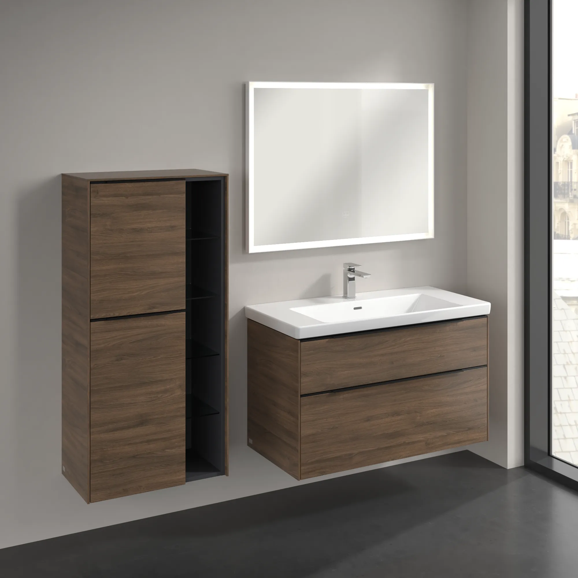 Villeroy & Boch Subway 3.0 Mittelschrank, Arizona Oak, 1200x574x346 mm, 2 Türen, SoftClosing, Wandmontage Villeroy & Boch Subway 3.0 Mittelschrank, Arizona Oak, 1200x574x346 mm, 2 Türen, SoftClosing, Wandmontage