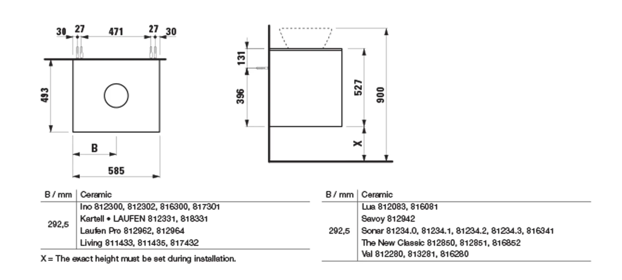 Waschtischunterbau+Waschtischplatte (Schubladenelement) LANI 493x585x527 mit Ausschnitt mittig Abdeckplatte 12 mm, mit 2 Schubladen integrierter Griffleiste Vollauszug und Soft-Close weiß matt Waschtischunterbau+Waschtischplatte (Schubladenelement) LANI 493x585x527 mit Ausschnitt mittig Abdeckplatte 12 mm, mit 2 Schubladen integrierter Griffleiste Vollauszug und Soft-Close weiß matt