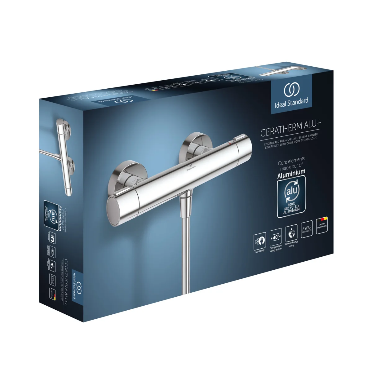 Ideal Standard Ceratherm Alu+ Brausethermostat Chrom, Aufputz, 100% recyceltes Aluminium