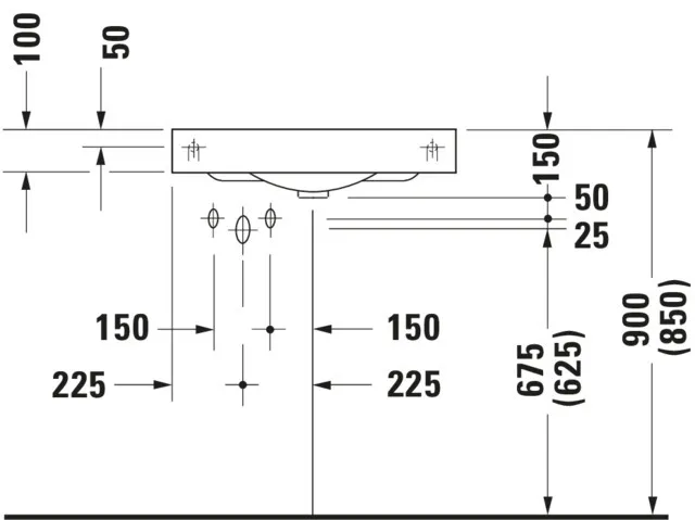 Eck-Waschtisch Architec 635 mm ohneÜL,m.HLB,HL li.,HL-Vst.re.,weiß