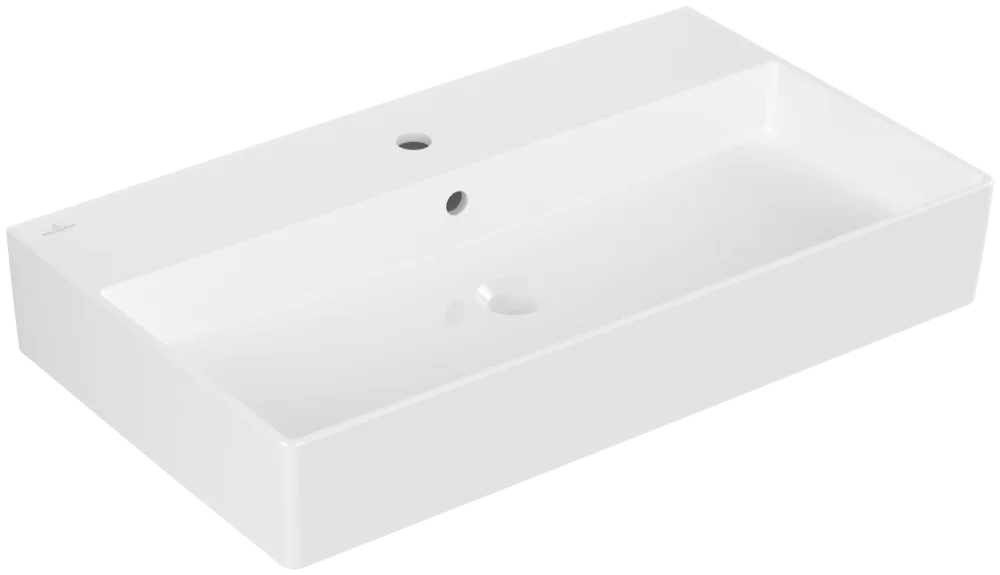 Villeroy & Boch Wandwaschbecken Memento 2.0, 800x470x140mm, glänzend weiß Alpin, TitanCeram, mit Überlauf
