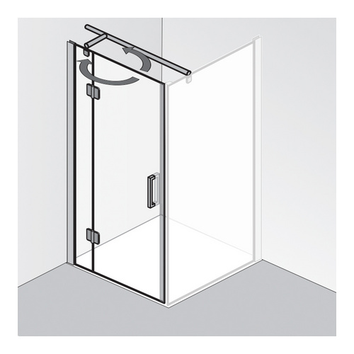 HSK teilgerahmt Drehtür, pendelbar an Nebenteil „Aperto“ Drehtür mit Festfeld für Seitenteil Glas Chinchilla, Profile Chromoptik (Alu Hochglanz poliert), B: 1200 mm H: 2000 mm HSK teilgerahmt Drehtür, pendelbar an Nebenteil „Aperto“ Drehtür mit Festfeld für Seitenteil Glas Chinchilla, Profile Chromoptik (Alu Hochglanz poliert), B: 1200 mm H: 2000 mm