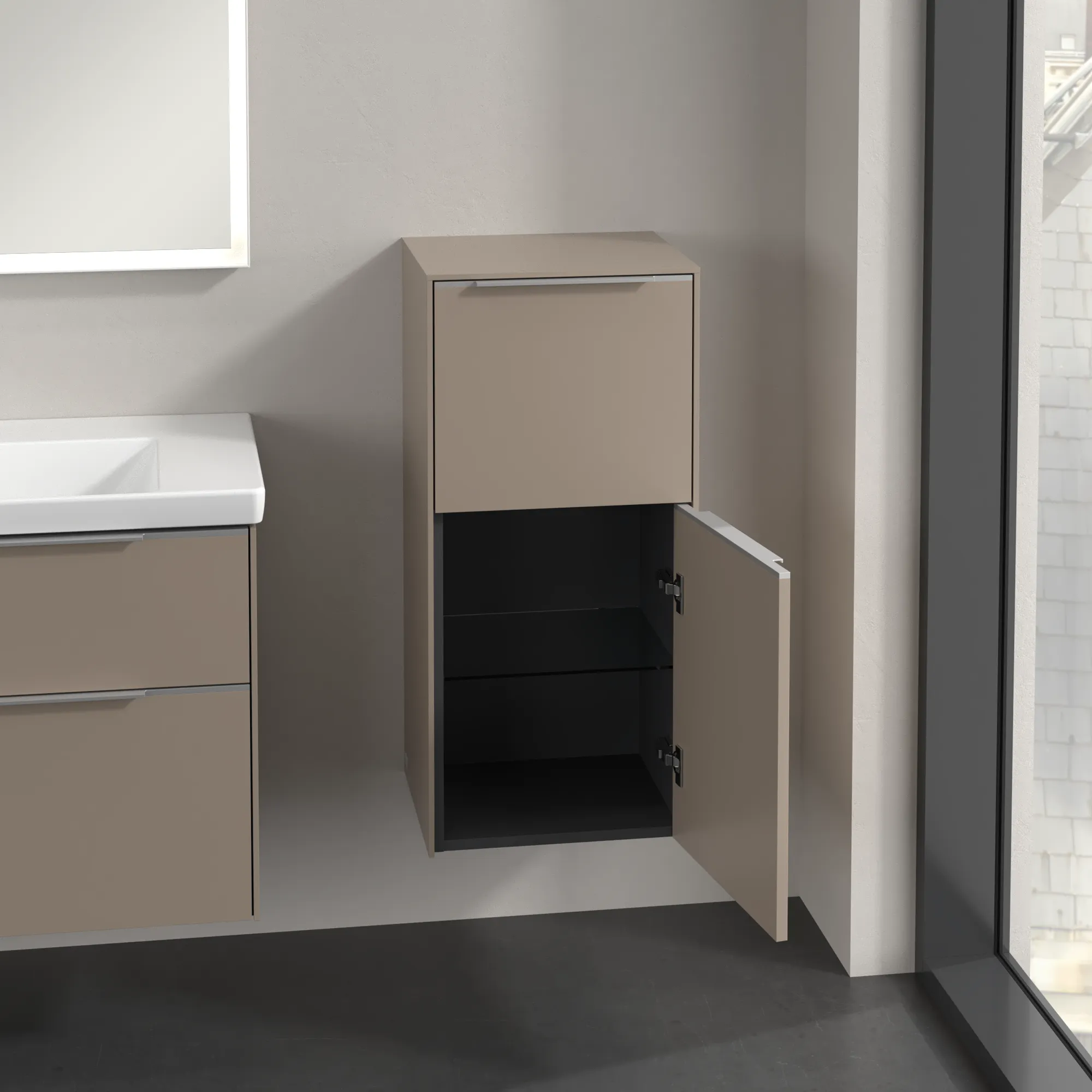 Villeroy & Boch Seitenschrank „Subway 3.0“ 40 × 86 × 36,2 × 36,2 cm 1 Auszug, 1 Tür, Anschlag (Scharnier) rechts, 1 Tür, Anschlag rechts