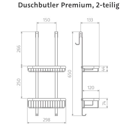 HSK Dusch-Butler „Premium“ 2-teilig Ausladung 133 mm in chrom