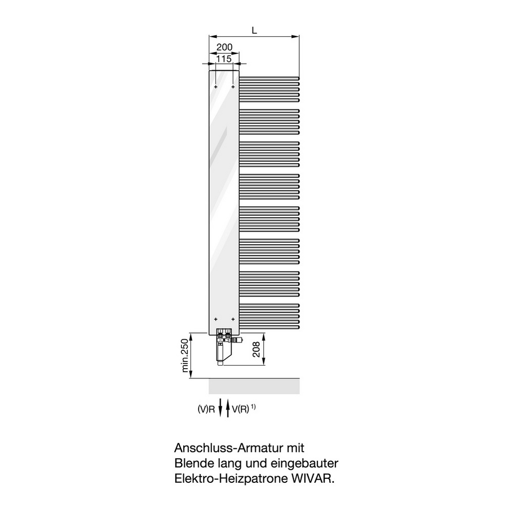 Zehnder Design-Heizkörper „Yucca Mirror“ für Warmwasser-Zentralheizung oder gemischten Betrieb mit 50 mm-Seitenanschluss 60 × 176,6 cm in Verkehrsweiß (RAL 9016, glänzend)