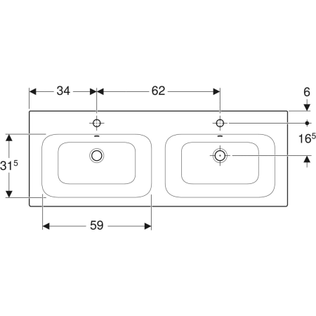 Geberit „Renova Plan“, mit Überlauf, Hahnlochposition mittig in weiß alpin