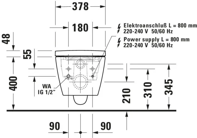 Dusch-WC „SensoWash Starck f Pro“ 37,8 × 40,5 cm, Befestigung verdeckt