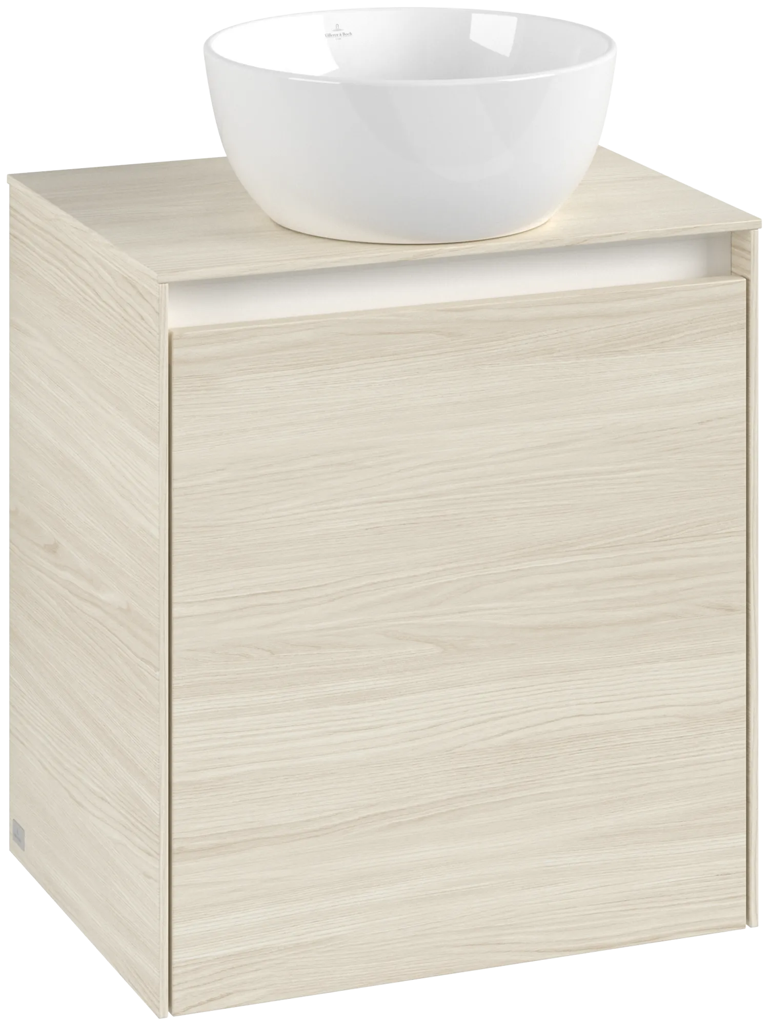 Villeroy & Boch Waschtischunterschrank „Collaro“ 500 × 548 × 380 mm White Oak, für Becken mittig, Anschlag links, mit Beleuchtung Villeroy & Boch Waschtischunterschrank „Collaro“ 500 × 548 × 380 mm White Oak, für Becken mittig, Anschlag links, mit Beleuchtung