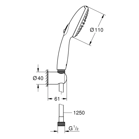 Wandhalterset Tempesta 110 27799_3, Handbrause Tempesta 110, 2 Strahlarten: Rain/Jet, Handbrausehalter, Relexaflex-Brauseschlauch 1.250mm, Water Saving, maximaler Durchfluss (bei 3 bar): 8.5 l/min, chrom Wandhalterset Tempesta 110 27799_3, Handbrause Tempesta 110, 2 Strahlarten: Rain/Jet, Handbrausehalter, Relexaflex-Brauseschlauch 1.250mm, Water Saving, maximaler Durchfluss (bei 3 bar): 8.5 l/min, chrom