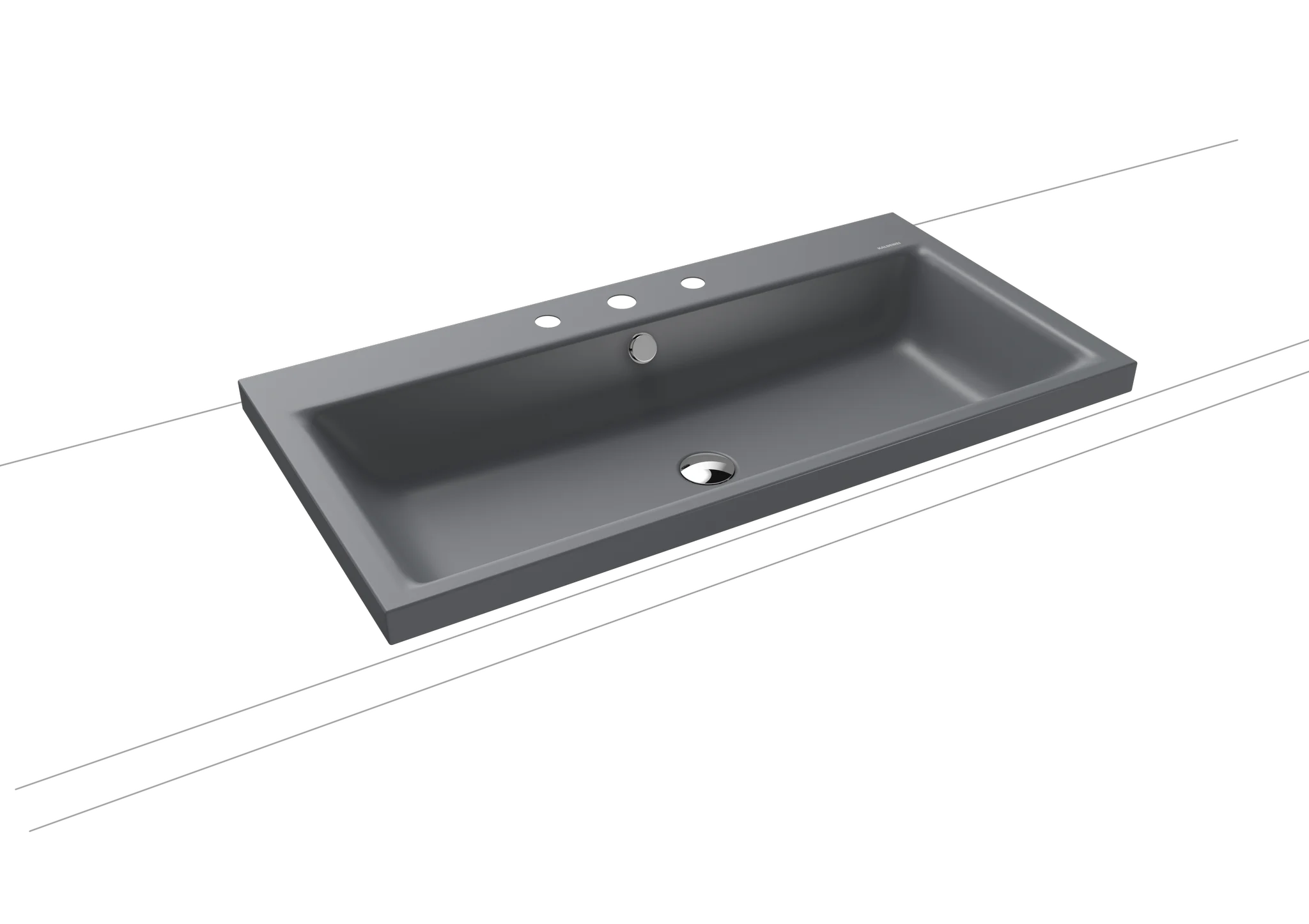 Kaldewei PURO Aufsatzwaschtisch, 900x460 mm, Randhöhe 40 mm, cool grey 70, Perl-Effekt, 3er Hahnlochbohrung mit Überlauf, alpinweiß