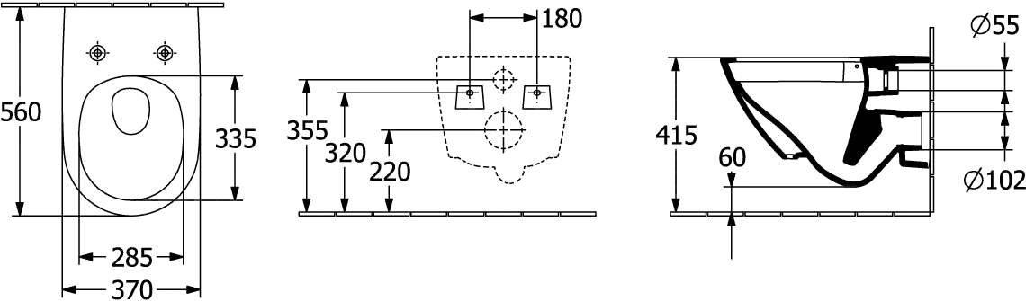 Wand-Tiefspül-WC Combi-Pack „Subway 3.0“ 37 × 36 × 56 × 56 cm in Weiß Alpin, ohne Spülrand, Abgang waagerecht Wand-Tiefspül-WC Combi-Pack „Subway 3.0“ 37 × 36 × 56 × 56 cm in Weiß Alpin, ohne Spülrand, Abgang waagerecht