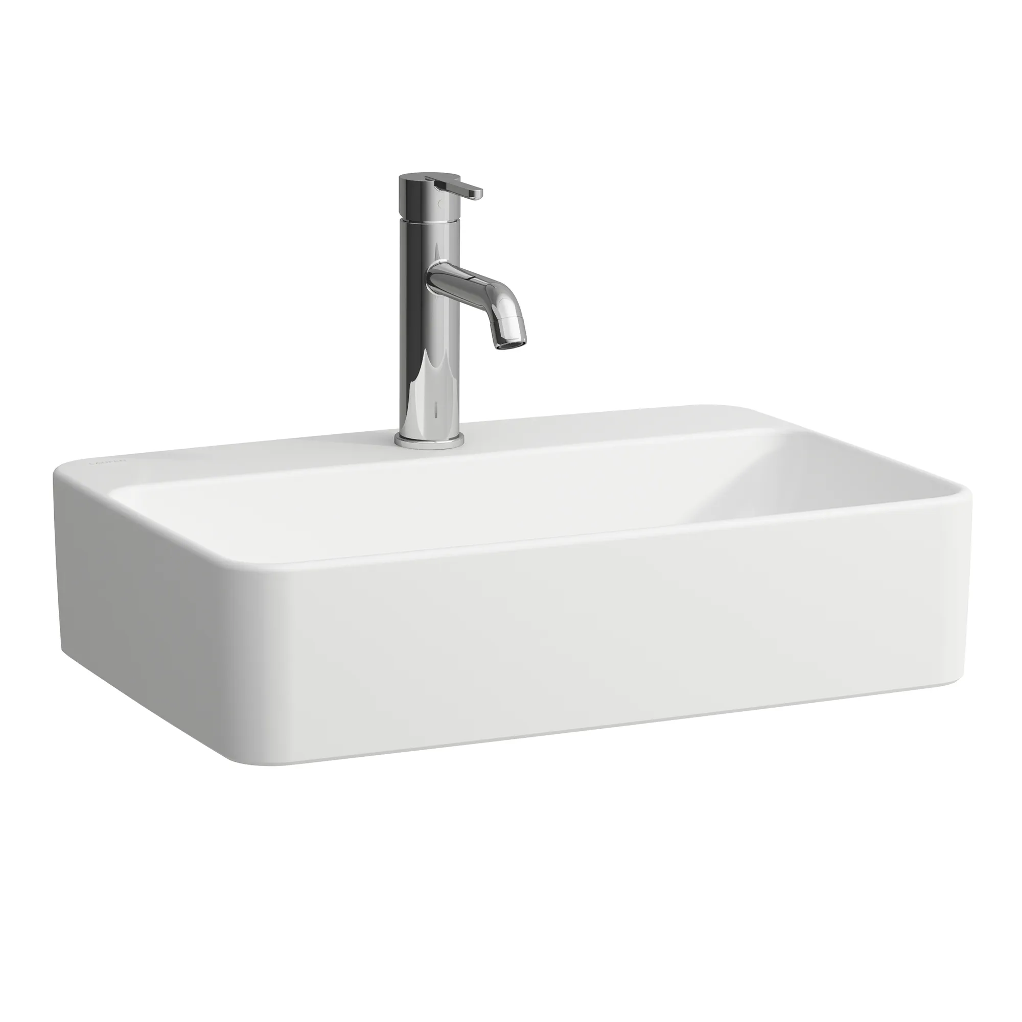 Waschtisch-Schale SAVOY 380x550x155 rechteckig mit Hahnlochbank mit Hahnloch mit Überlauf weiß