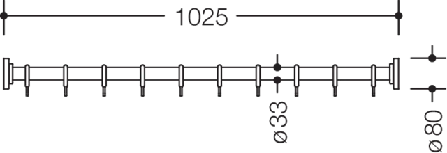 HEWI Duschvorhangstange „Serie 801“ 8 × 102,5 cm