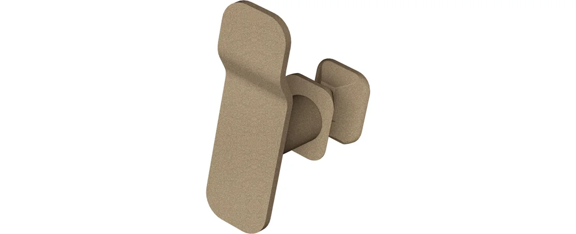 BEMM Haken Wave Kleiderhaken, braunbeige perlmatt, geschwungenes Design, Maße: 28 x 90 x 49 mm, Spezialbefestigung für Profilmontage