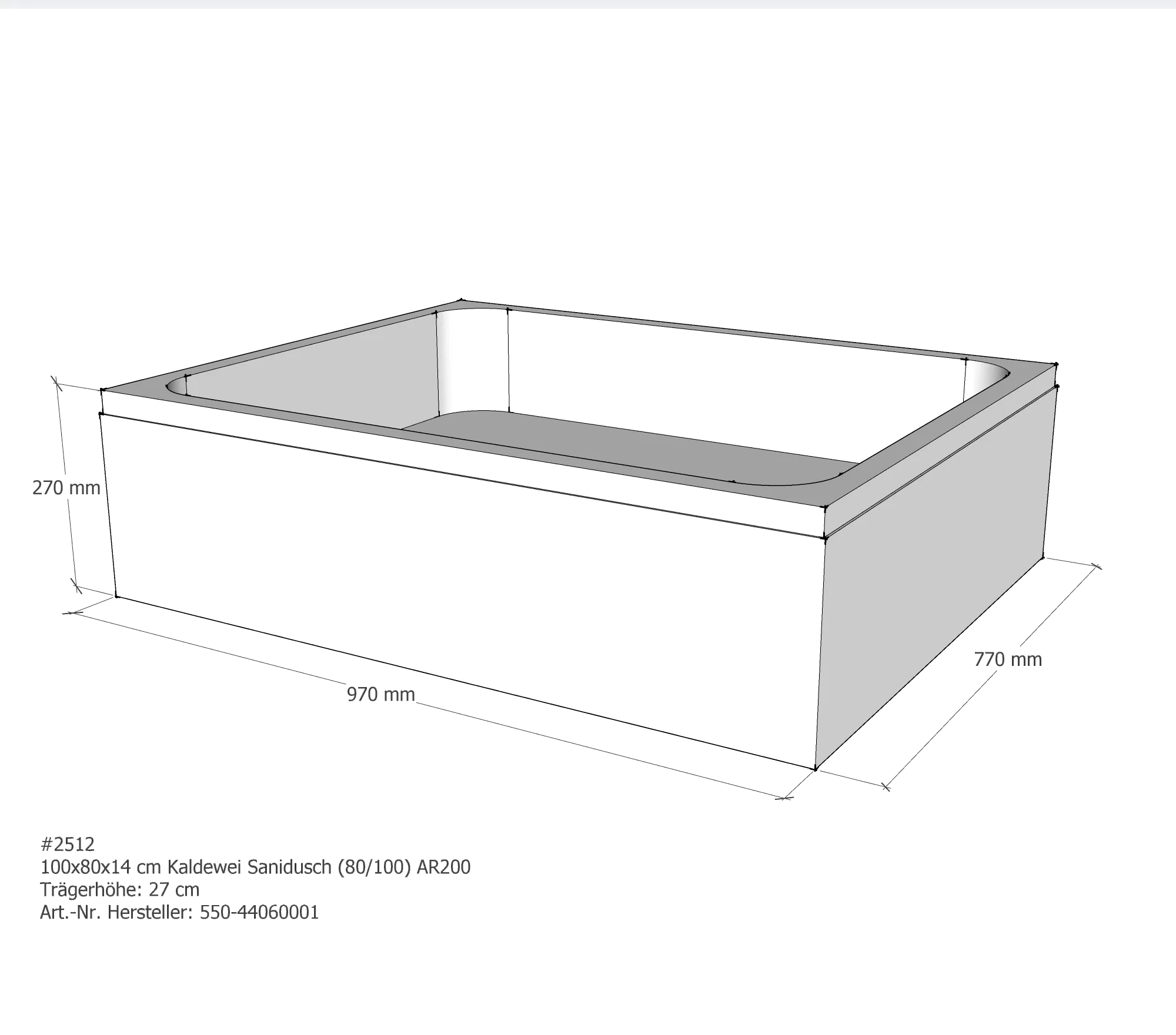 Duschwannenträger für Kaldewei Sanidusch 80 × 100 × 14 cm Duschwannenträger für Kaldewei Sanidusch 80 × 100 × 14 cm