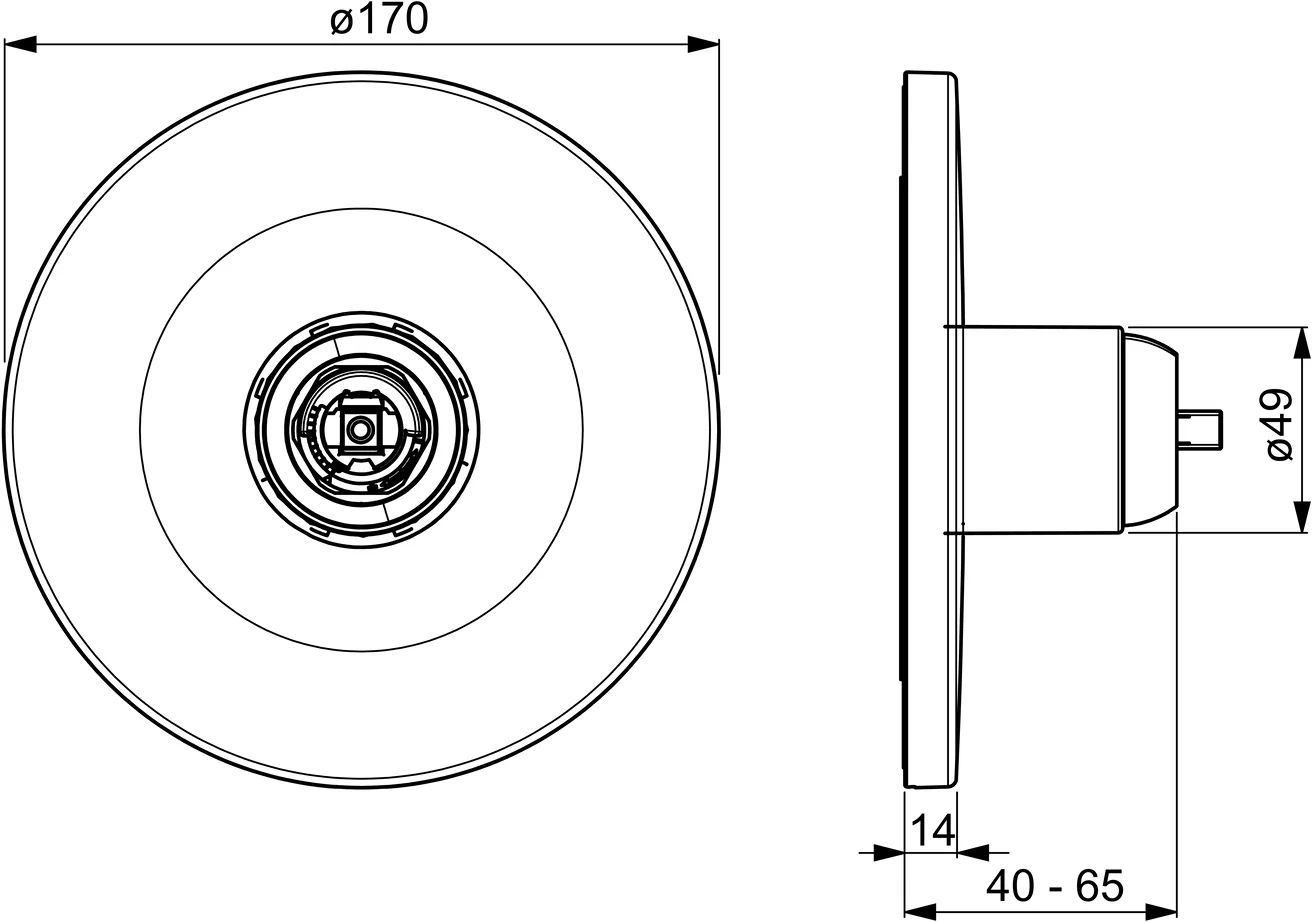 HansaVAROX Duscharmatur Fertigmontageset für Brausebatterie HansaVAROX PRO 4055 Rosette rund Chrom