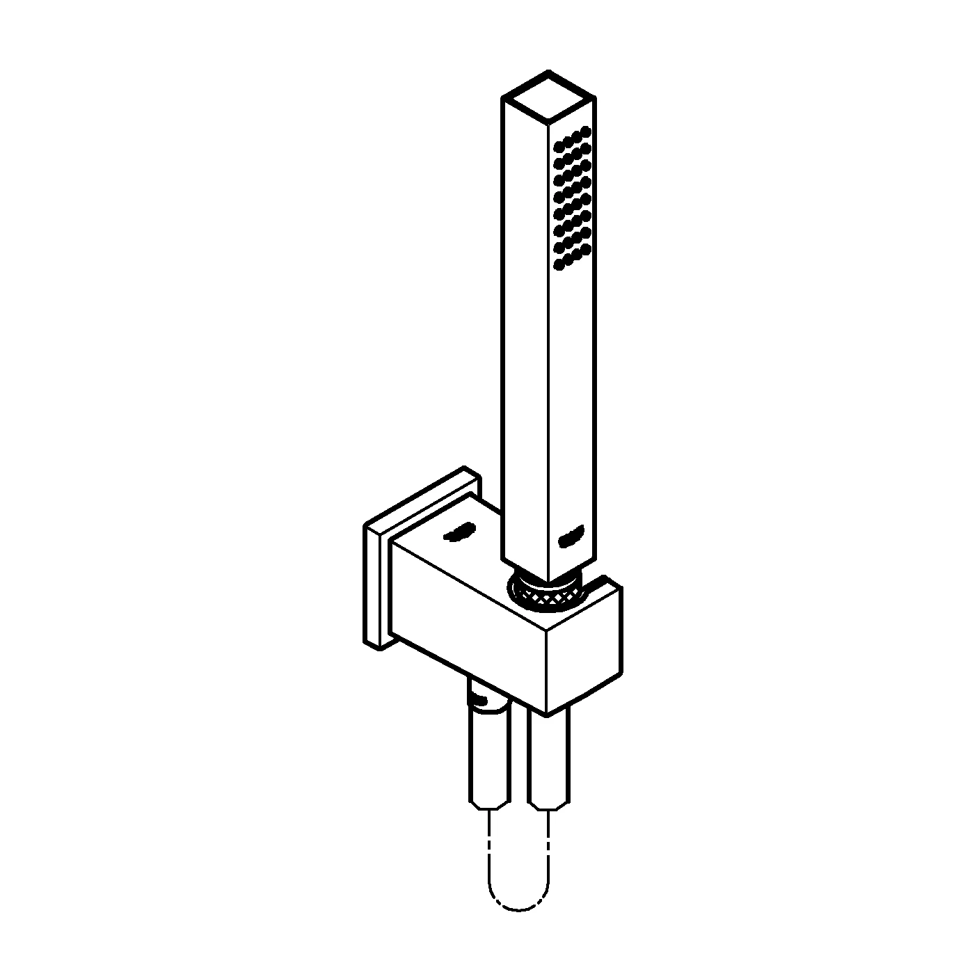 Wandhalterset Euphoria Cube Stick 26405, 1 Strahlart, 9,5 l/min. Durchflusskonstanthalter, Wandanschlussbogen mit Wandbrausehalter, eigensicher, chrom