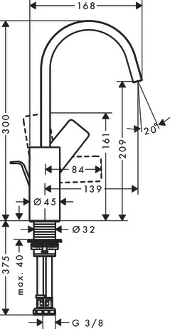 Waschtischmischer 210 Vivenis mit Schwenkauslauf u.Zugst.-Ablaufg.chr Waschtischmischer 210 Vivenis mit Schwenkauslauf u.Zugst.-Ablaufg.chr