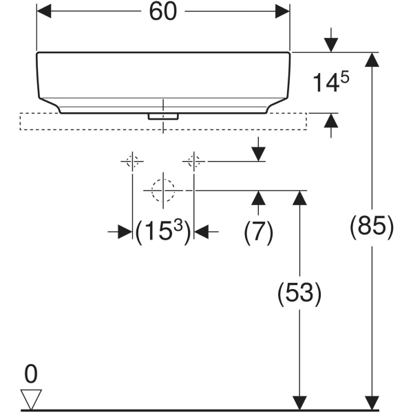 Aufsatzwaschtisch „Variform“, rechteckig 60 × 45 cm in weiß alpin Aufsatzwaschtisch „Variform“, rechteckig 60 × 45 cm in weiß alpin
