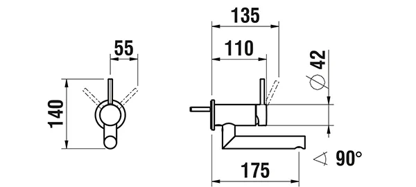 Einhebel-Waschtischmischer Unterputz TWINPLUS für SIMIBOX 1-Point Schwenkauslauf Ausladung 175 mm chrom Einhebel-Waschtischmischer Unterputz TWINPLUS für SIMIBOX 1-Point Schwenkauslauf Ausladung 175 mm chrom