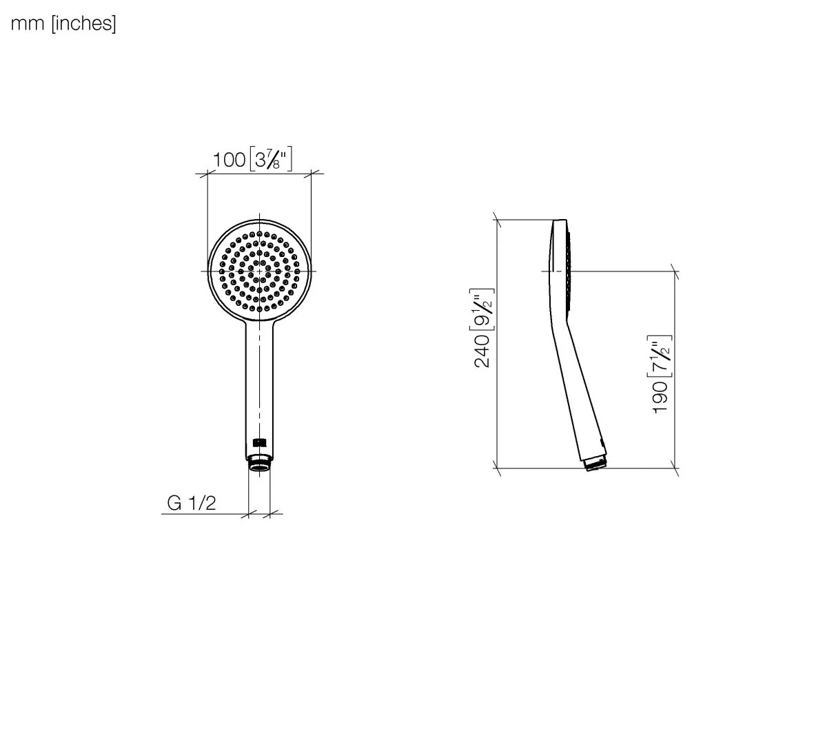 Dornbracht Handbrause SERIENNEUTRAL Dark Bronze gebürstet PVD, Brausekopf Ø 100 mm, Durchfluss max. 5 l/min, Anschluss 1/2", mit Antikalk-System