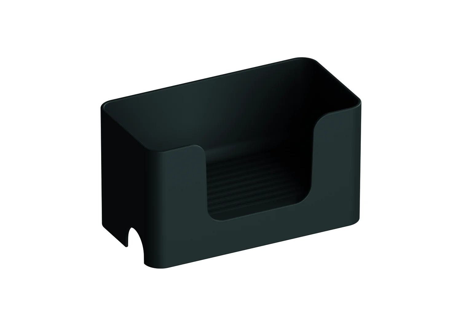 Ablagebox der Serie 477, Polyamid, matt, zum Aufstecken auf Stangensystem D: 33 mm, 200 mm breit, 110 mm hoch, 107 mm tief, in Farbe 99 (Reinweiß) Farbe: Tiefschwarz