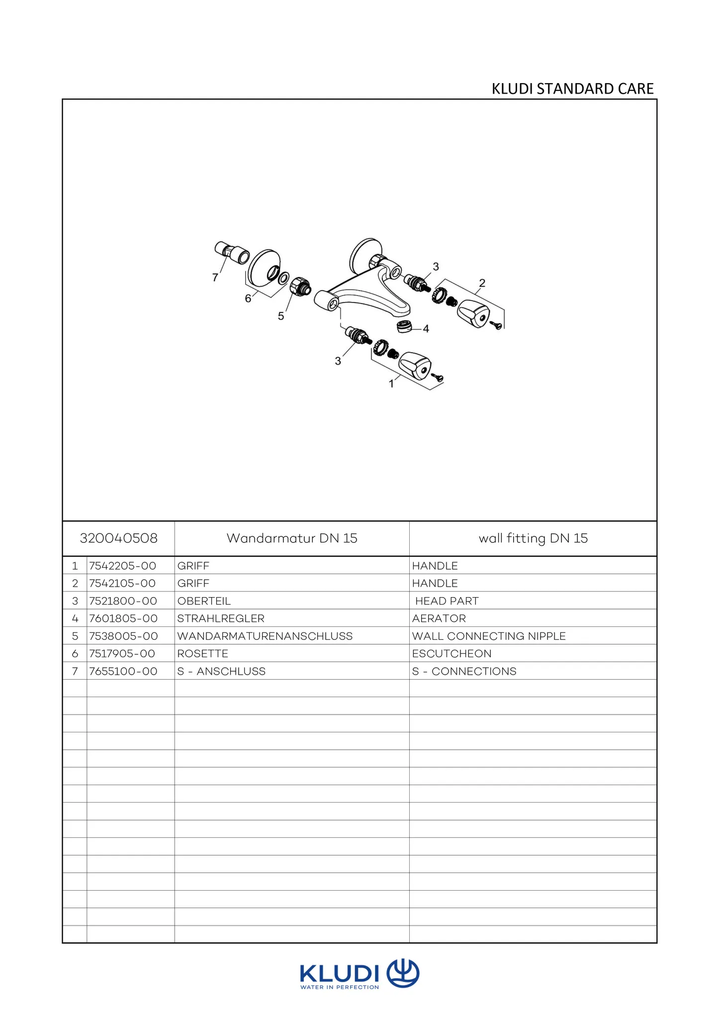 Kludi STANDARD CARE Wandarmatur DN 15 mit Terralux-Griff chrom, Ausladung 180 mm, Durchflussleistung 8 l/min, für geschlossene Trinkwassererwärmer Kludi STANDARD CARE Wandarmatur DN 15 mit Terralux-Griff chrom, Ausladung 180 mm, Durchflussleistung 8 l/min, für geschlossene Trinkwassererwärmer