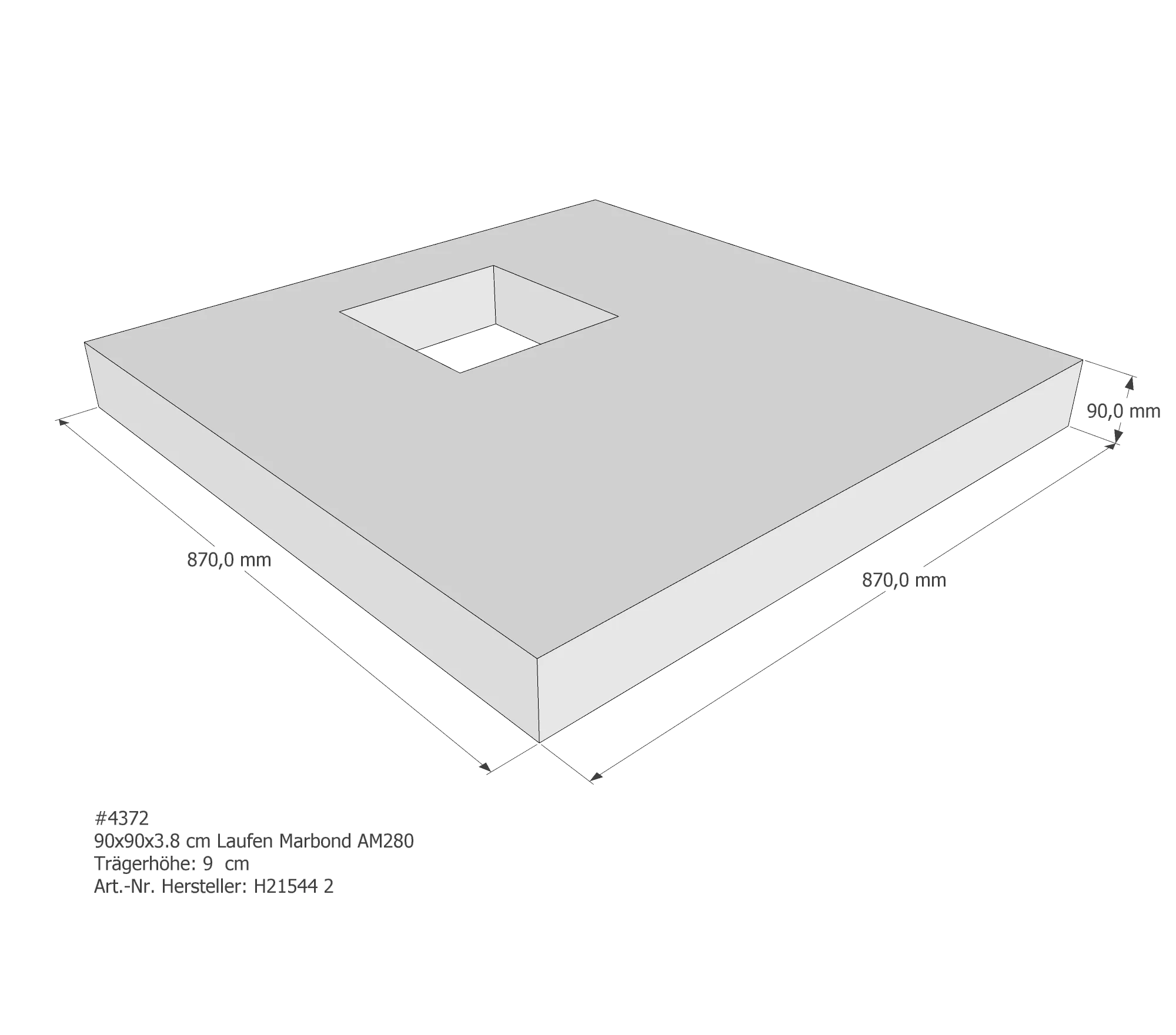 Duschwannenträger für Laufen Solutions 90 × 90 × 3,8 cm Duschwannenträger für Laufen Solutions 90 × 90 × 3,8 cm