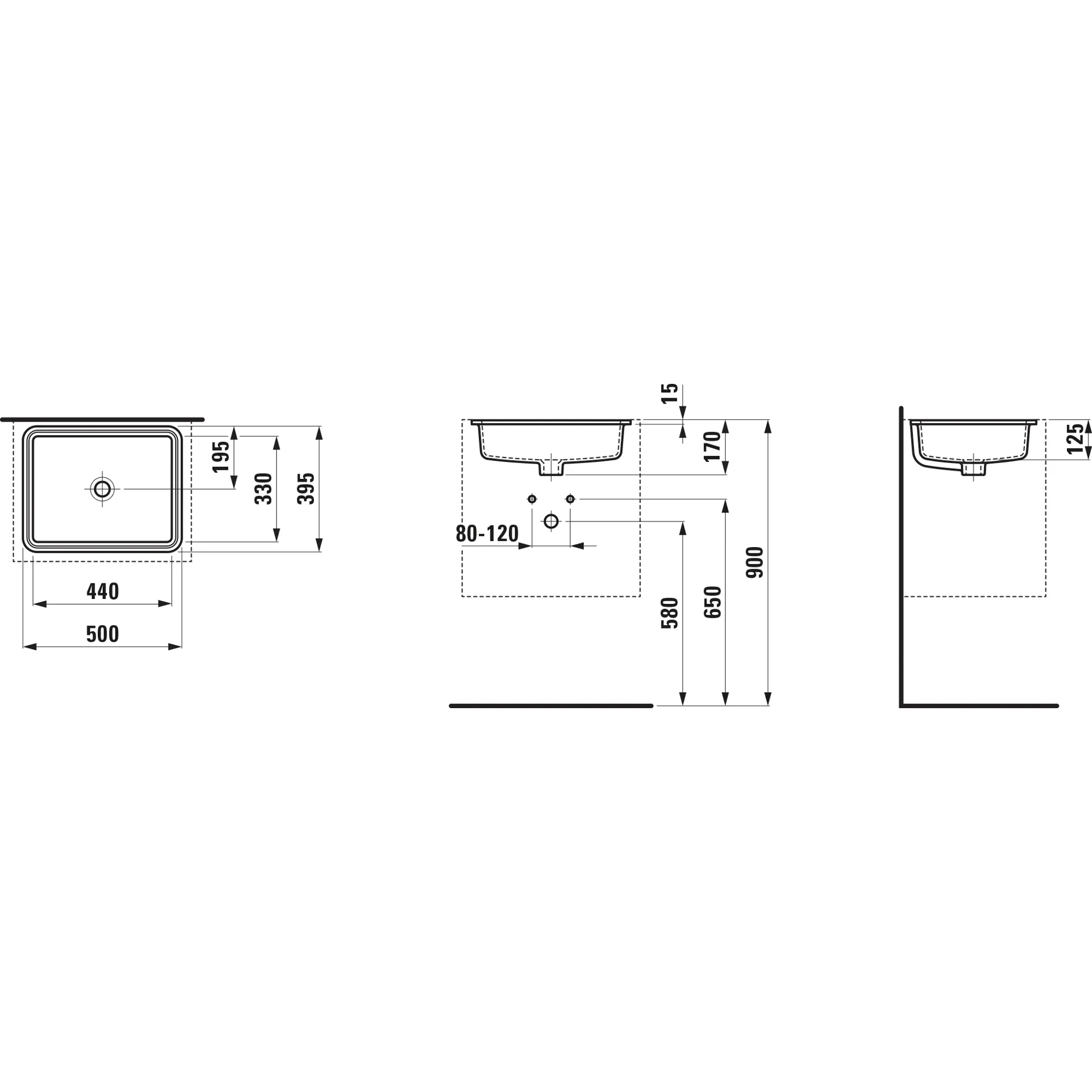 Einbauwaschtisch von unten SAVOY 395x500x170 rechteckig ohne Hahnloch mit Überlauf Oberkante weiß Einbauwaschtisch von unten SAVOY 395x500x170 rechteckig ohne Hahnloch mit Überlauf Oberkante weiß
