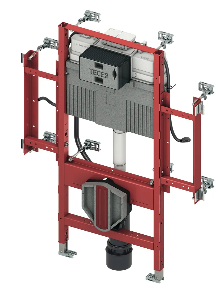 TECEprofil WC-Gerontomodul mit Uni-Spülkasten, Keramikbefestigung für 48 cm Sitzhöhe gemäß DIN 18040-1, Bauhöhe 1120 mm