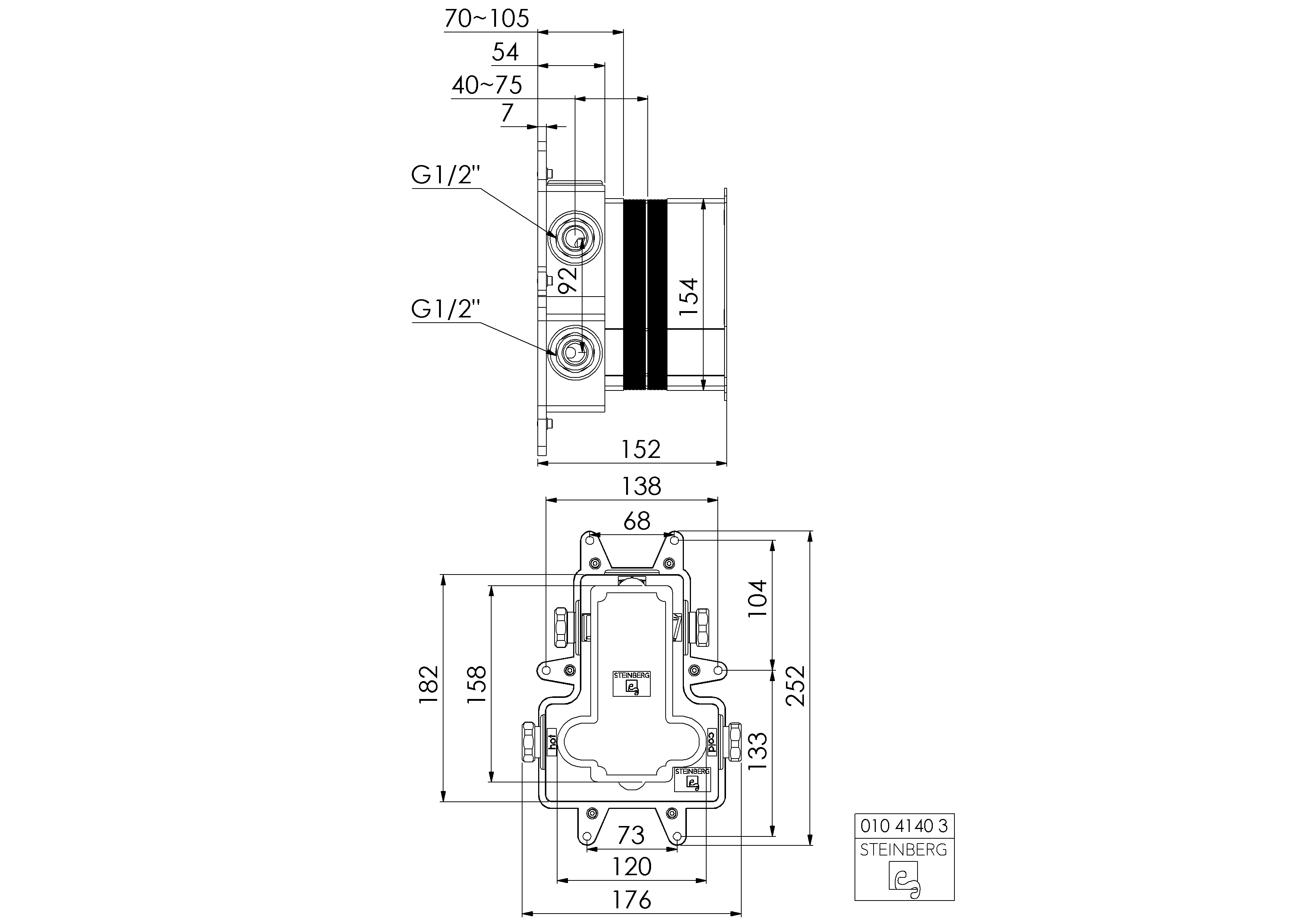 Serie 010 Unterputz Einbaukörper ½″ Serie 010 Unterputz Einbaukörper ½″