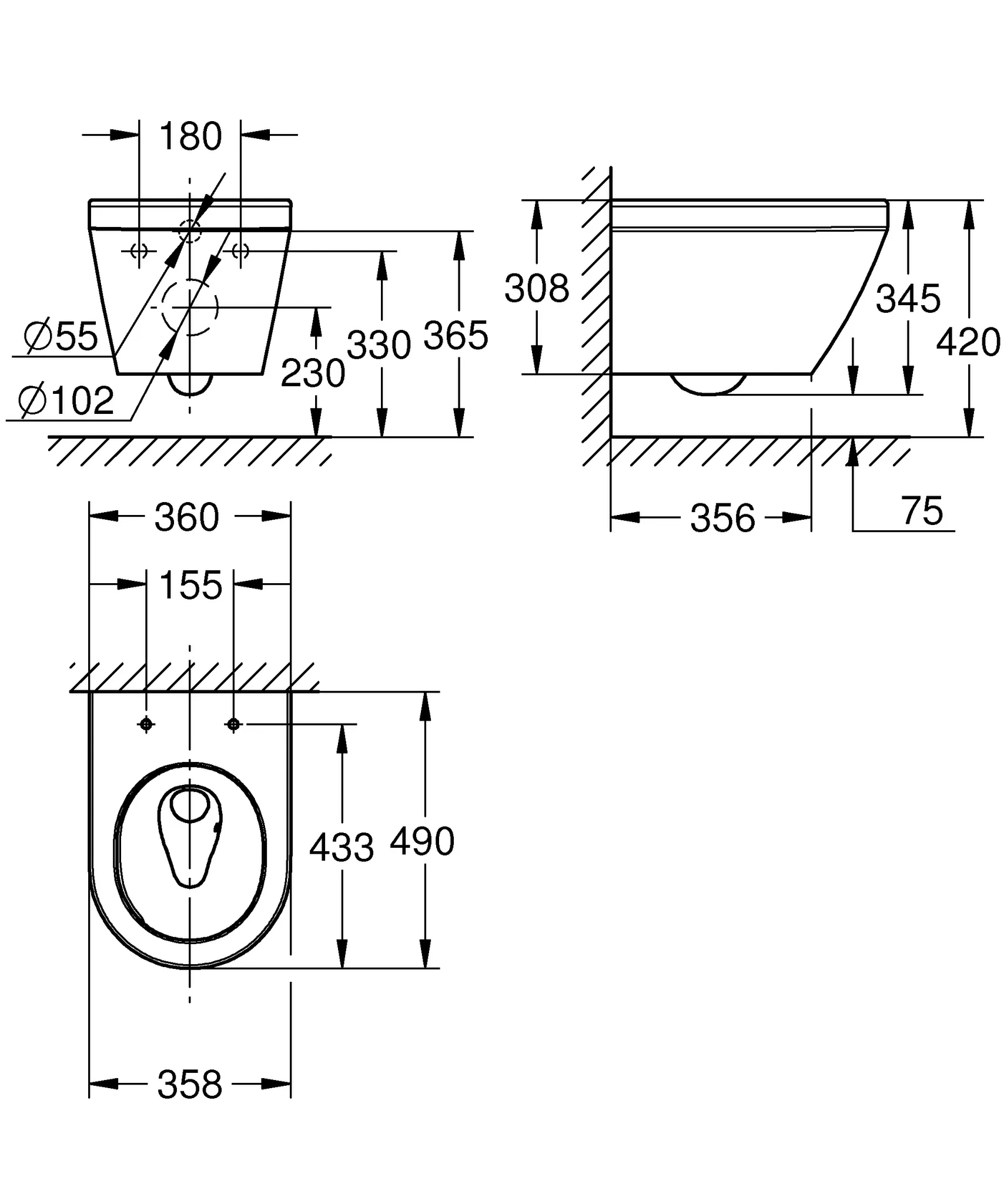 WC „Euro Keramik“, Befestigung verdeckt WC „Euro Keramik“, Befestigung verdeckt
