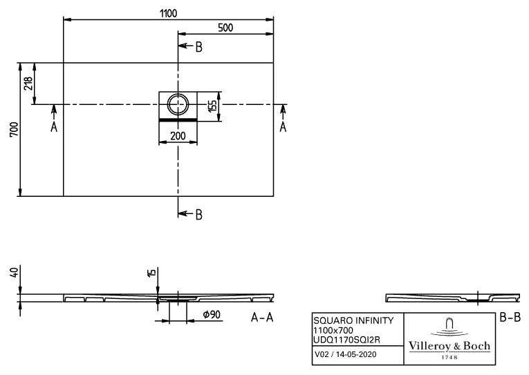 Villeroy & Boch rechteck Duschwanne „Squaro Infinity“ Eck-Einbau rechts gegen Wand 110 × 70 cm ohne Oberflächenbeschichtung, in Morning Green Villeroy & Boch rechteck Duschwanne „Squaro Infinity“ Eck-Einbau rechts gegen Wand 110 × 70 cm ohne Oberflächenbeschichtung, in Morning Green