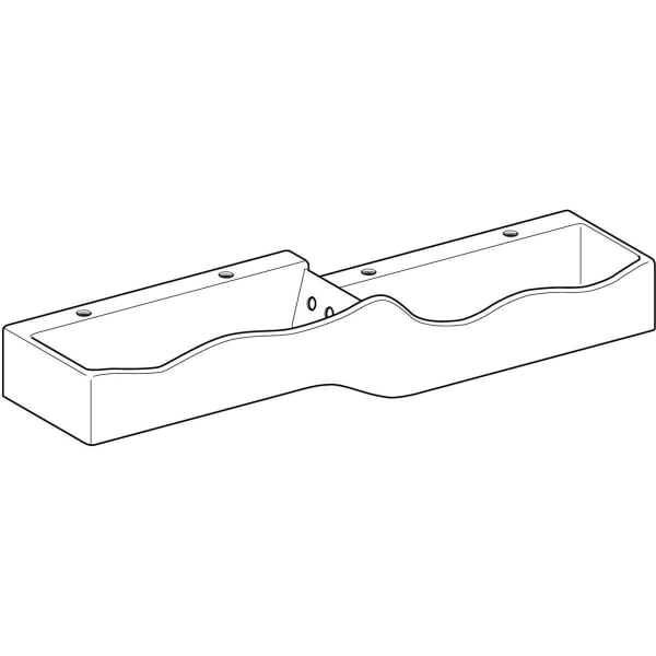 Bambini Spiel- und Waschlandschaft, für vier Waschtischarmaturen, tieferes Becken rechts: B=180cm, T=41.5cm, Hahnloch=links und rechts, Überlauf=ohne, weiß-alpin